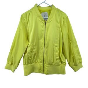 Hei Hei Anthropologie Jacket Size Large Bright Yellow Full Zip Pockets Bomber